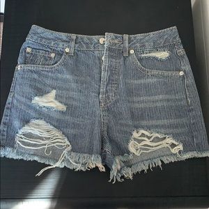 Forever 21 striped jean shorts
